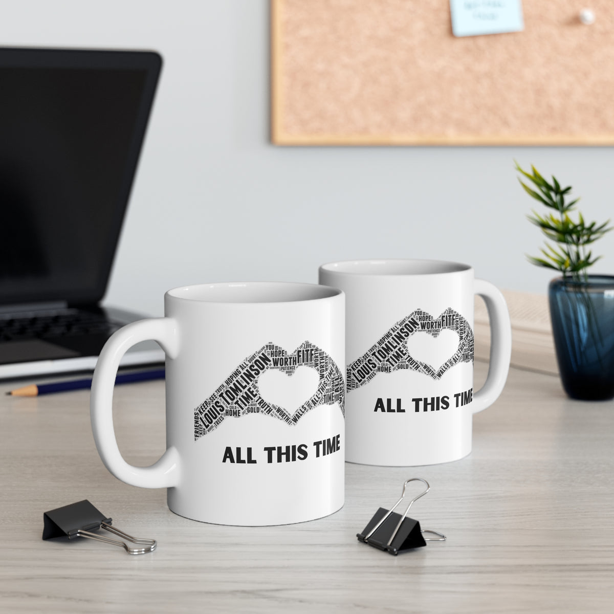 Louis Tomlinson "ALL THIS TIME" Lyrics Mug- Faith in the Future Inspired Heart Hands Design Coffee Mug | Music Fan Gift