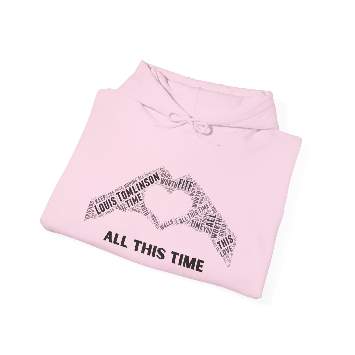 ALL THIS TIME Lyric Hoodie Sweatshirt: Full front design & Sleeve emblem