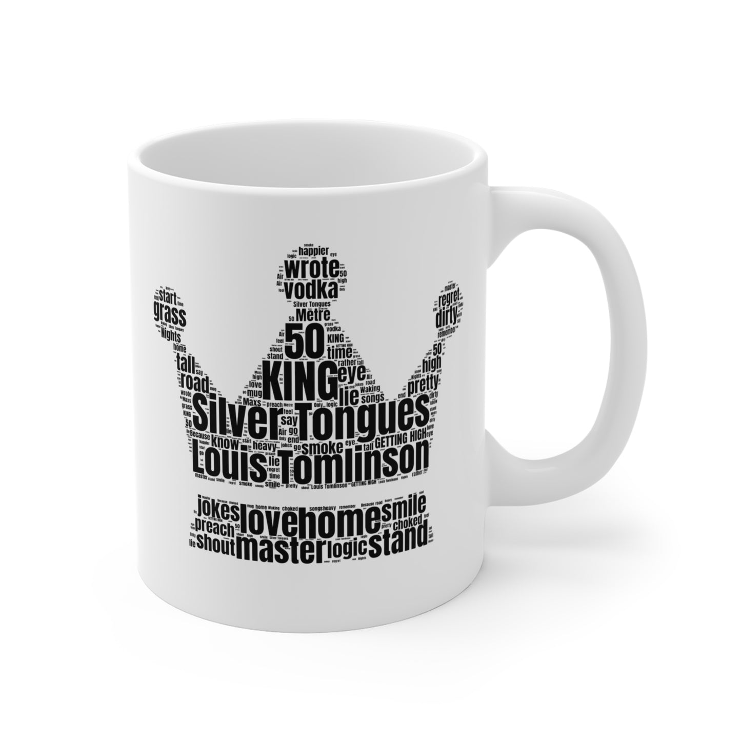 SILVER TONGUES  Louis Tomlinson Lyric Mug: Double Sided Crown Design, fan favorite