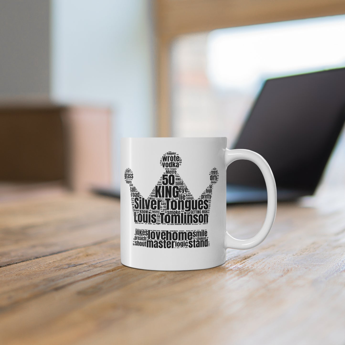 SILVER TONGUES  Louis Tomlinson Lyric Mug: Double Sided Crown Design, fan favorite