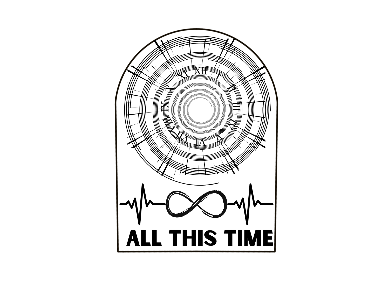 ALL THIS TIME Lyric Hoodie Sweatshirt: Full front design & Sleeve emblem