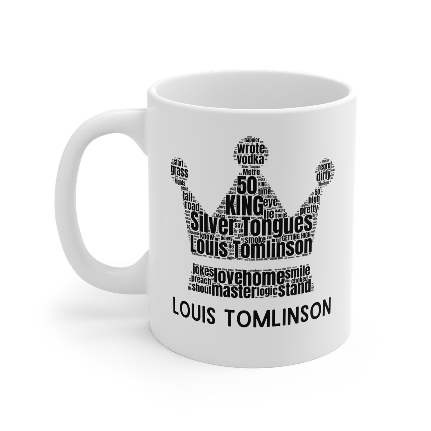 SILVER TONGUES  Louis Tomlinson Lyric Mug: Double Sided Crown Design, fan favorite