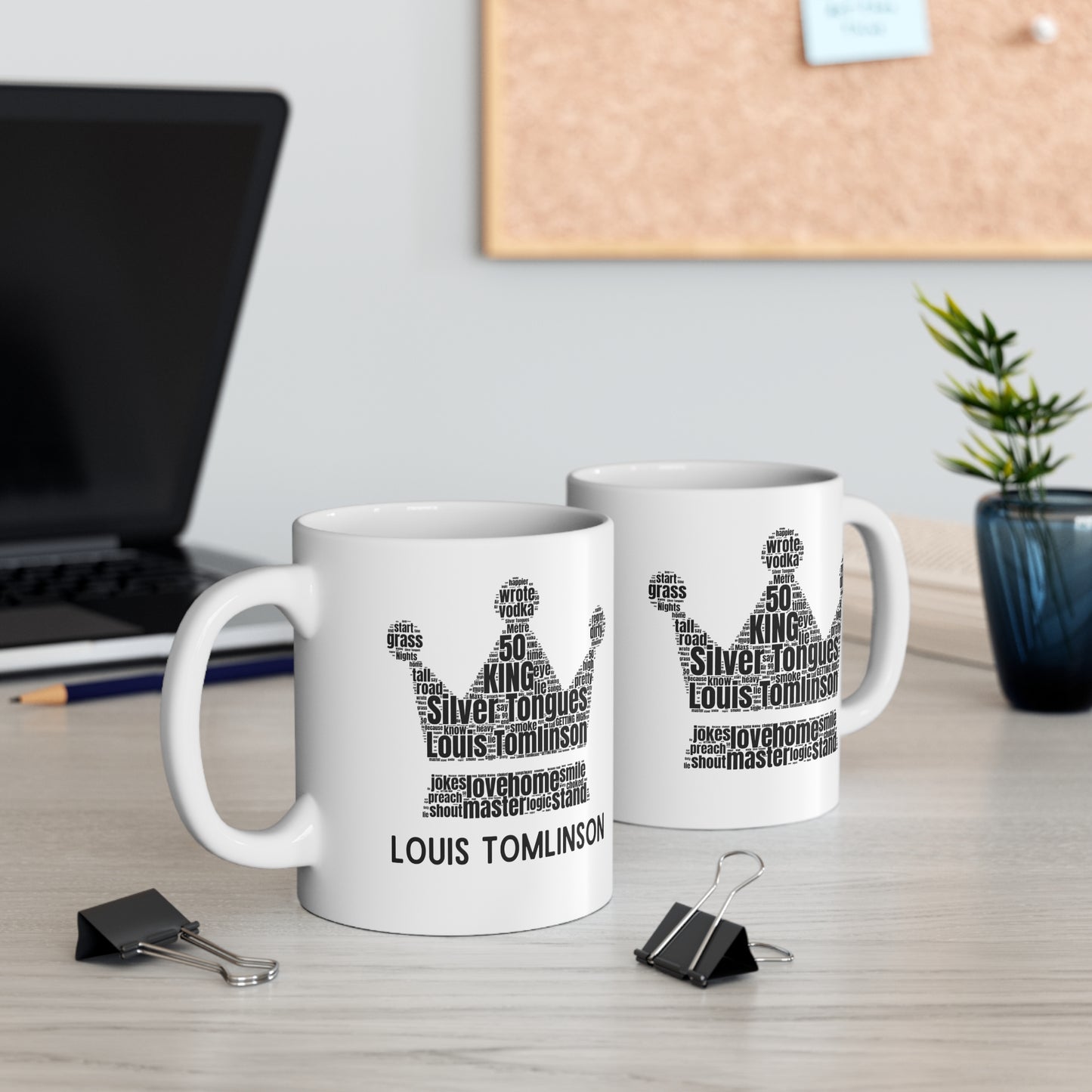 SILVER TONGUES  Louis Tomlinson Lyric Mug: Double Sided Crown Design, fan favorite